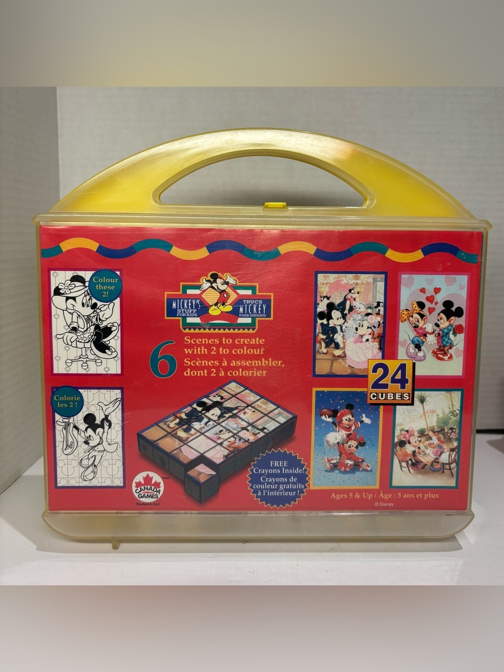 Mickey & Minnie Mouse Vintage 1996 Picture Cubes Puzzle Blocks & Coloring Scenes